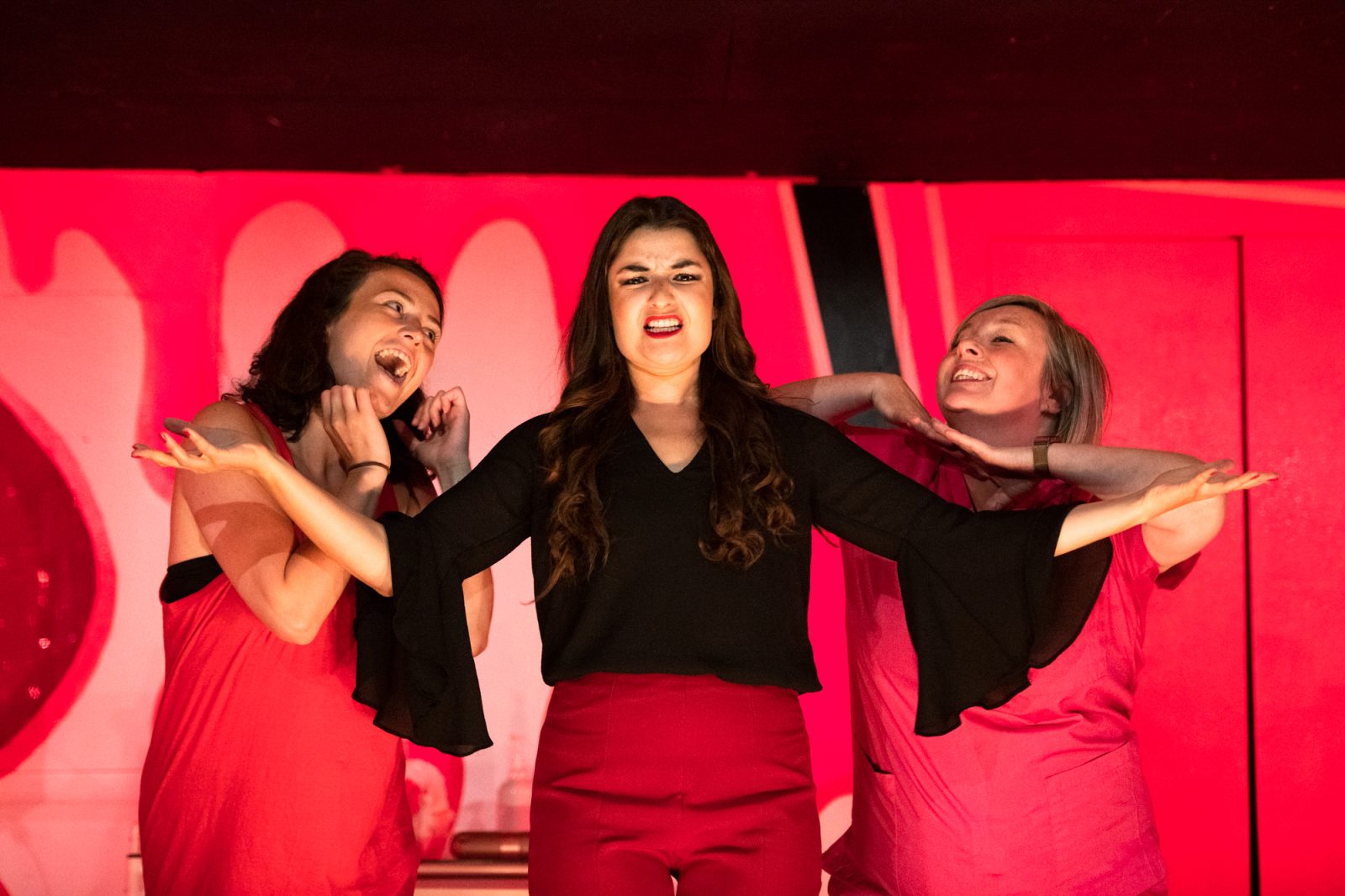 Anna Russell-Martin, Rehanna Macdonald and Lynsey-Anne Moffat on stage for Bloodbank