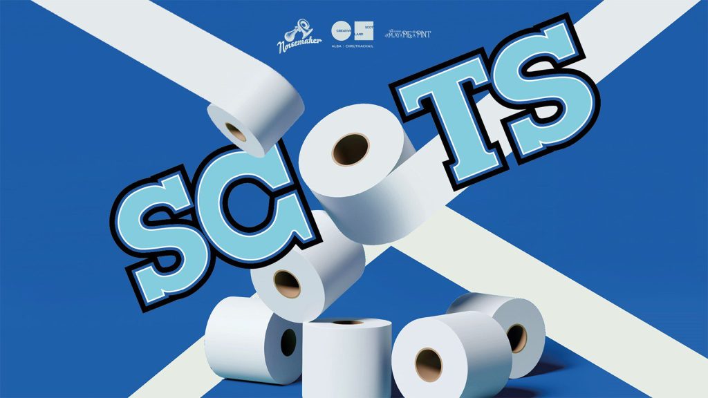 SCOTS gtaphic with Noisemaker, Creative Scotland A Play, A Pie and A Pint logos