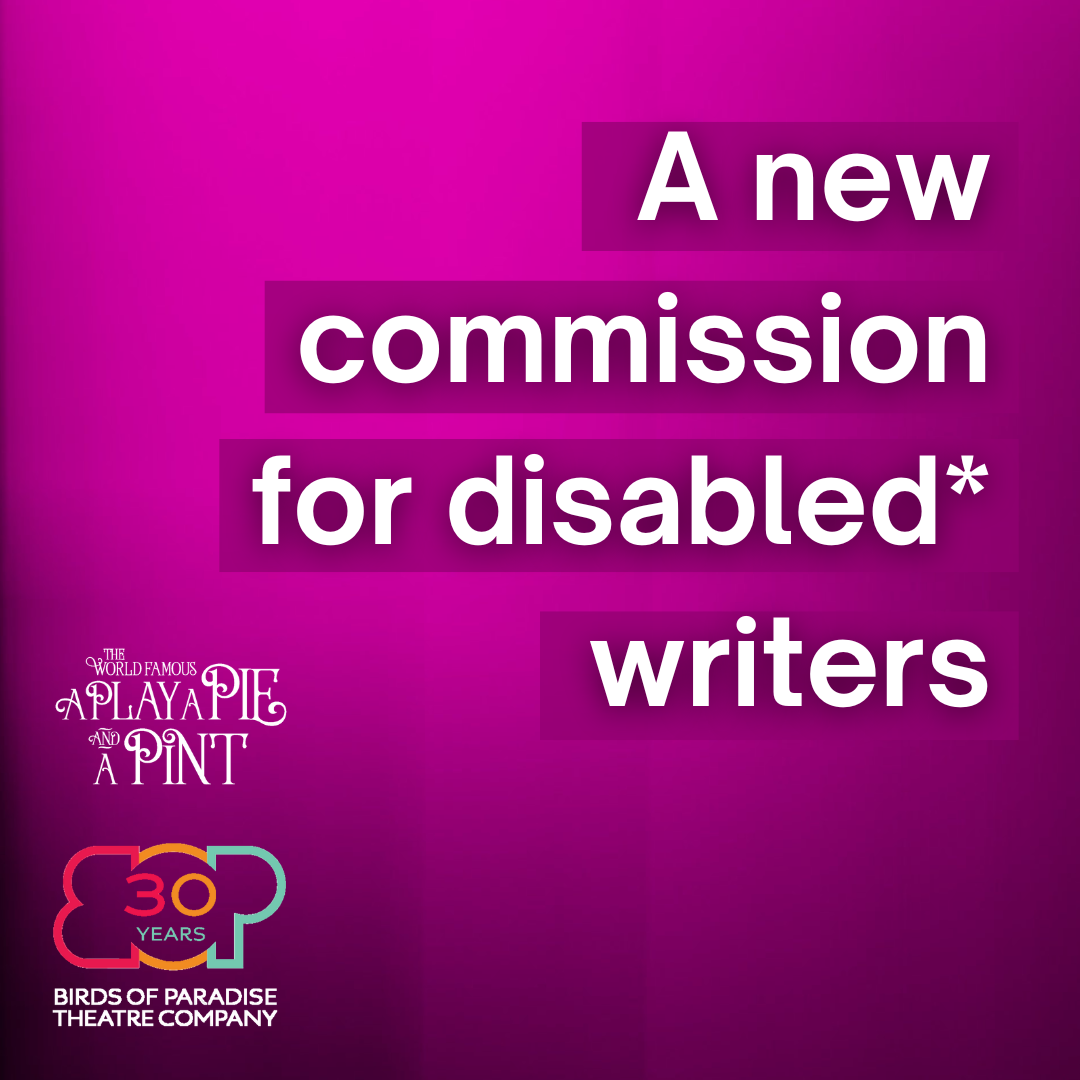 Purple background with text 'A new commission for disabled writers'