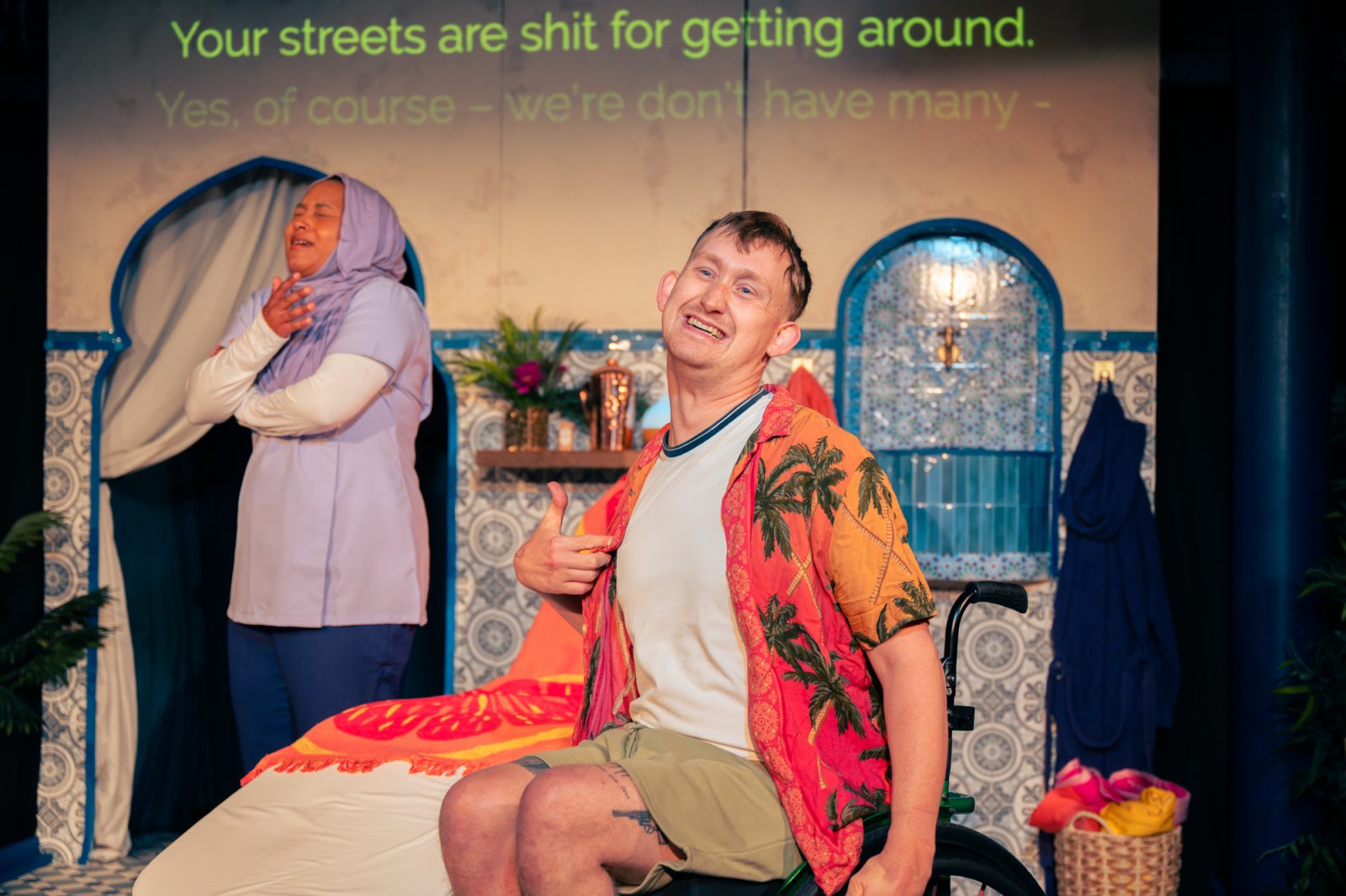 Stephen Smith Taylor on stage in 'The Sunshine Spa'