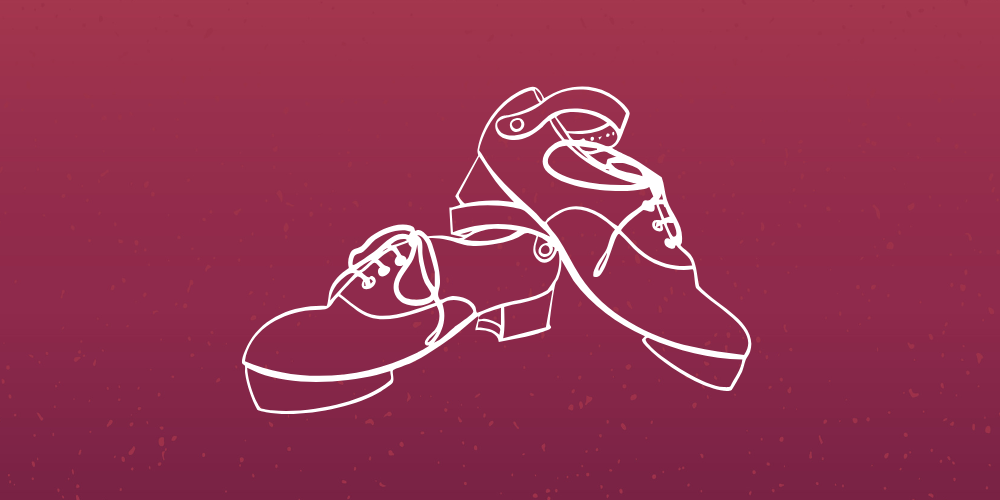 Illustration of Irish dancing shoes.