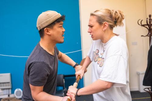 Sebastian Lim-Seet and Madeline Grieve in rehearsals for Ship Rats.