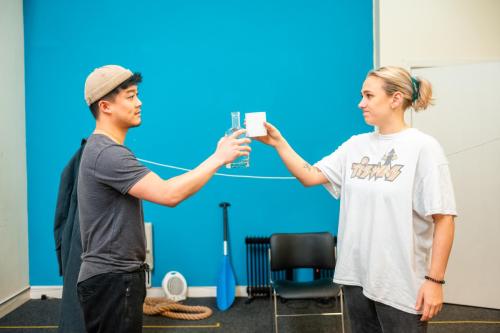 Sebastian Lim-Seet and Madeline Grieve in rehearsals for Ship Rats.